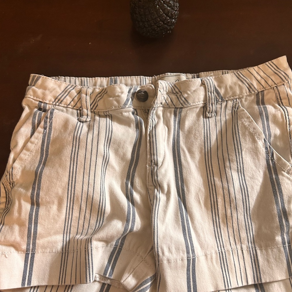 Levi's Striped Jean Shorts - Beige and Blue